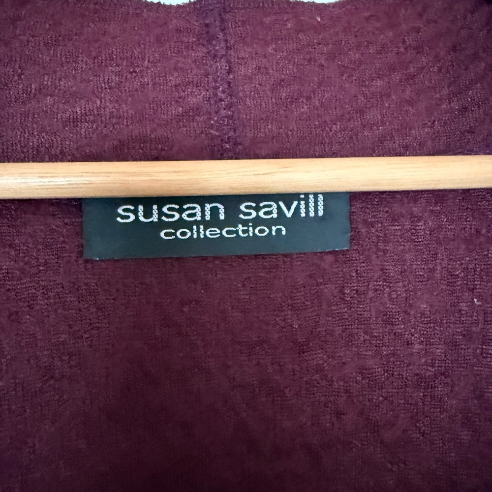 Susan Savill Women's Oversized Burgundy Open Cardigan - Size M-L - Picture 3 of 9